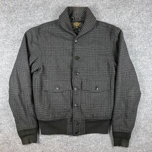 Cockpit USA Jacket Mens S Gray Houndstooth Wool Blend Deck Work Quilted Military